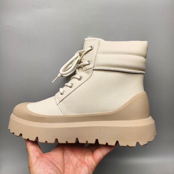 UGG Cream White Womens Thick-Sole Martin Boots - Picture 6 of 7